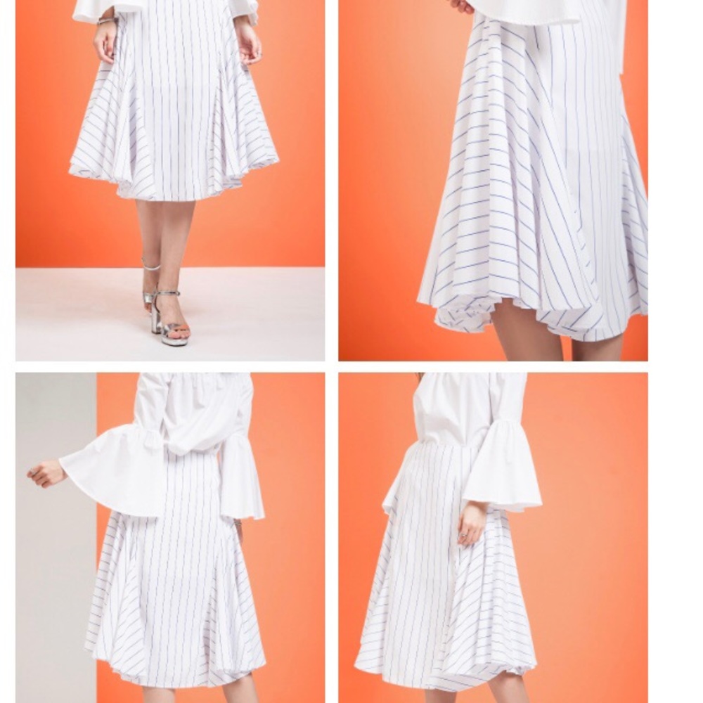 NWT J.O.A. Striped Fit-and-Flare Midi Skirt